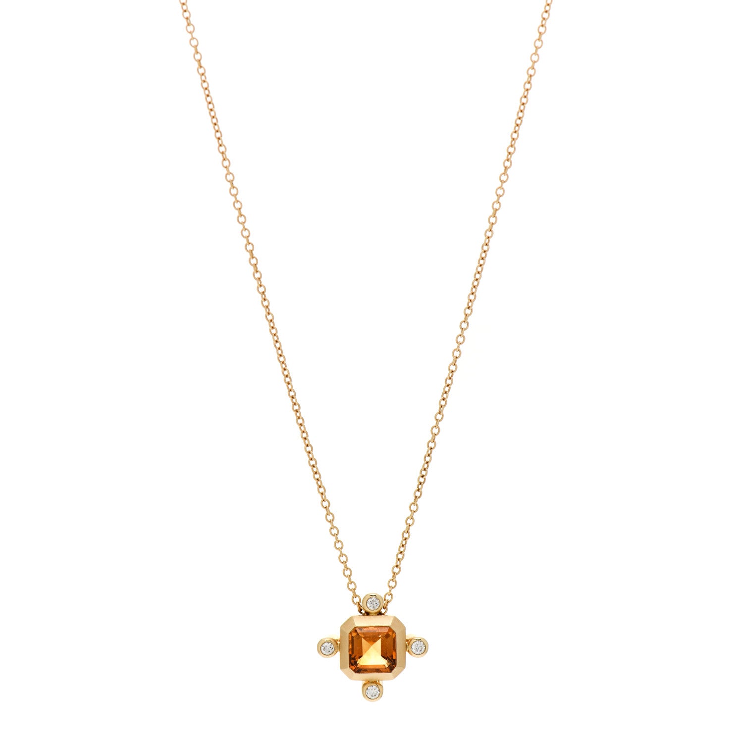 David Yurman 18K Yellow Gold Diamond Madeira Citrine Novella Pendant Necklace 1 of 4