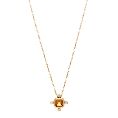 David Yurman 18K Yellow Gold Diamond Madeira Citrine Novella Pendant Necklace 1 of 4