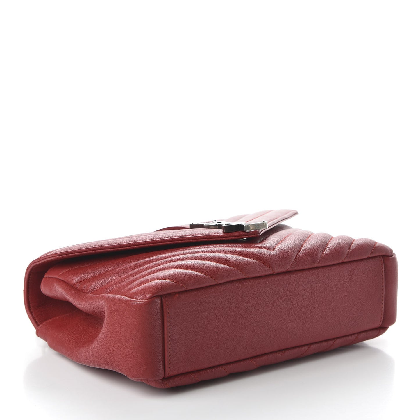 Sheepskin Matelasse Chevron Monogram Medium College Bag Rouge