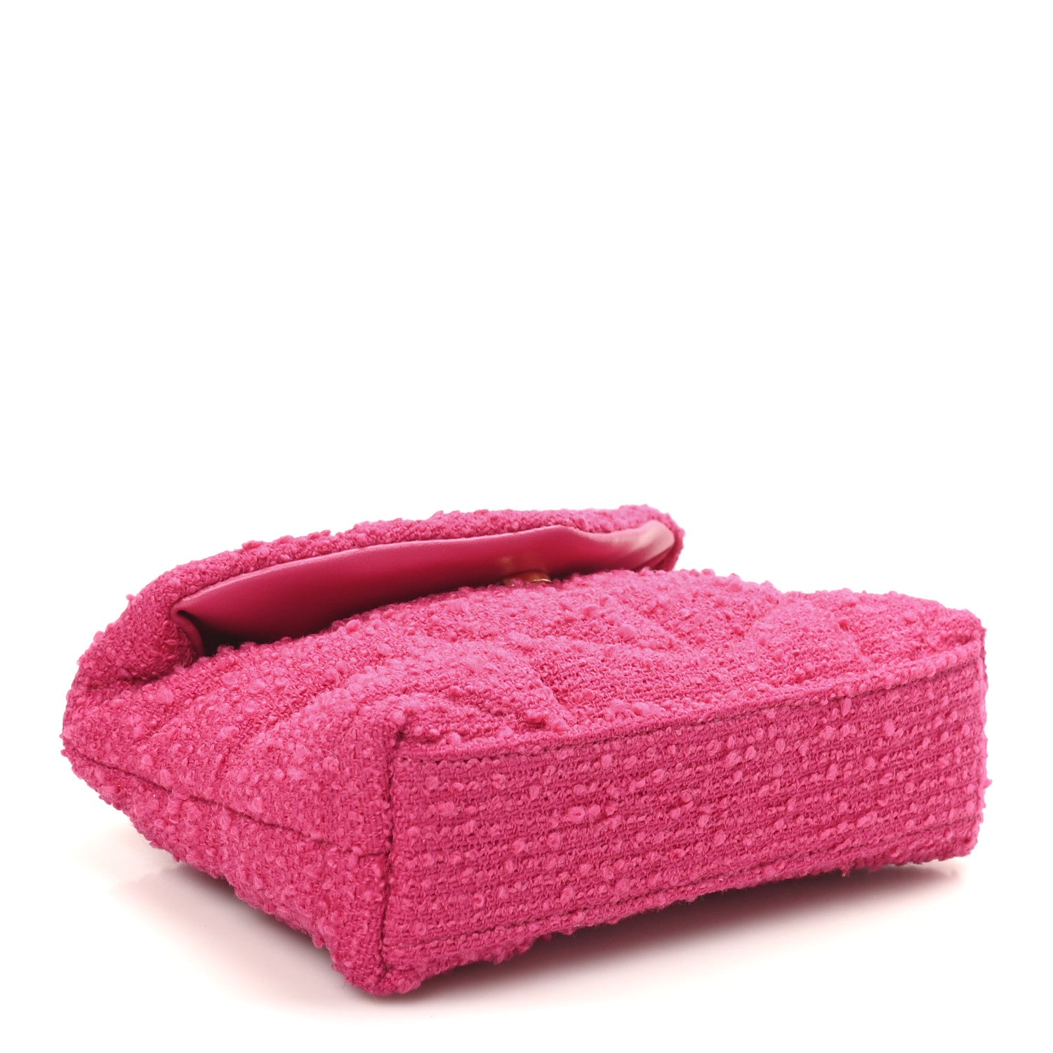 Saint Laurent Boucle Tweed Quilted Loulou Puffer Monogram Pouch Clutch Magenta 4 of 10