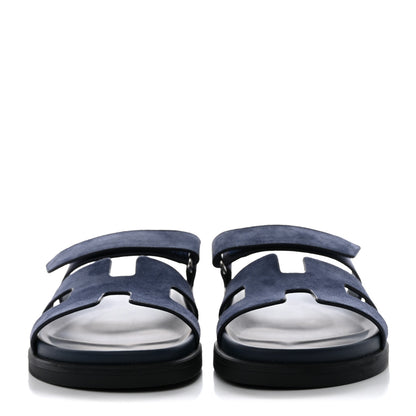 Hermes Suede Goatskin Womens Chypre Sandals 38 Bleu Celeste 2 of 9