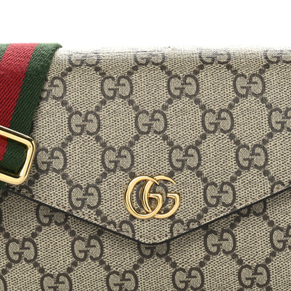 Gucci GG Supreme Monogram Textured Dollar Calfskin Web Mini Ophidia Envelope Shoulder Bag Beige Ebony New Acero 8 of 10