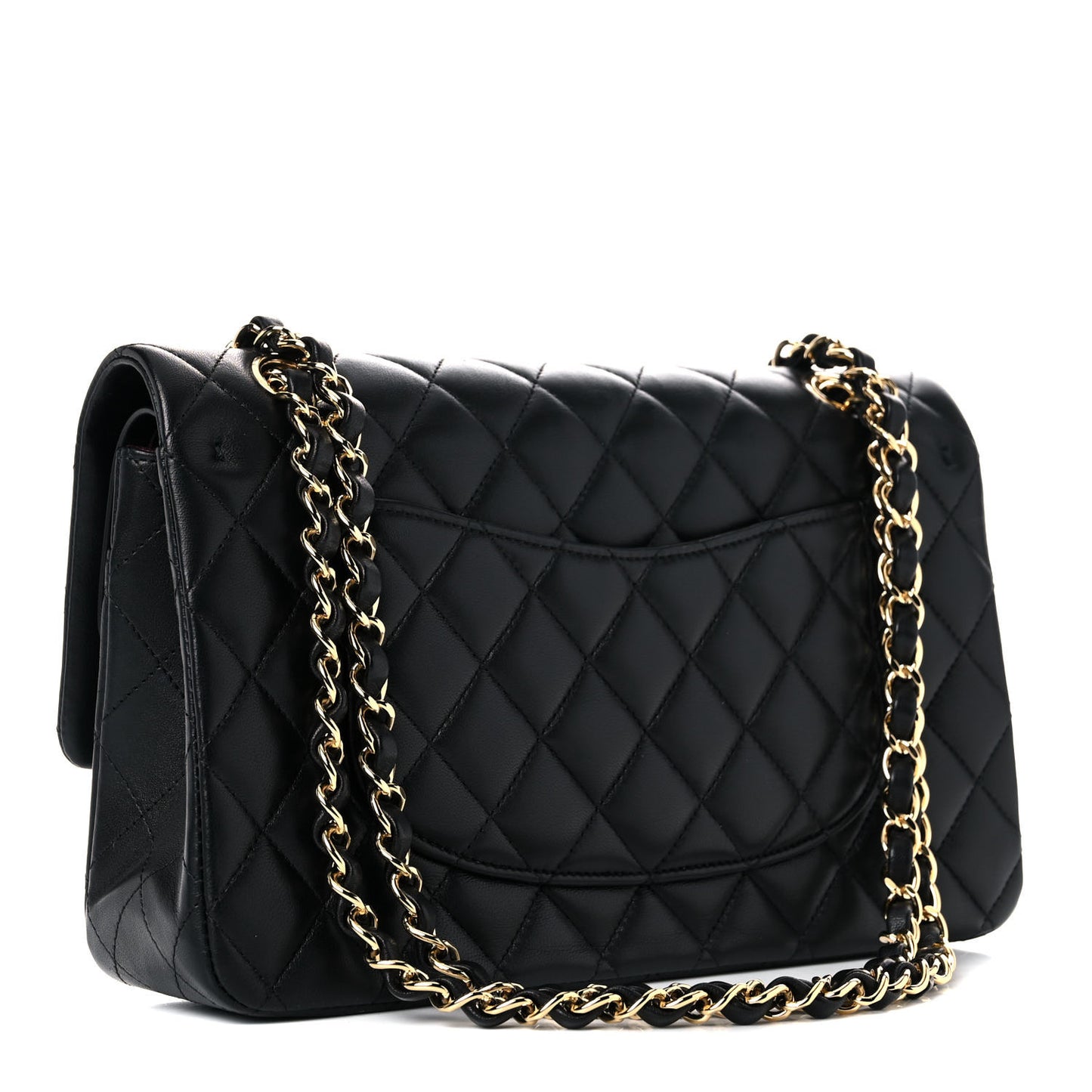 Lambskin Quilted Medium Double Flap Black