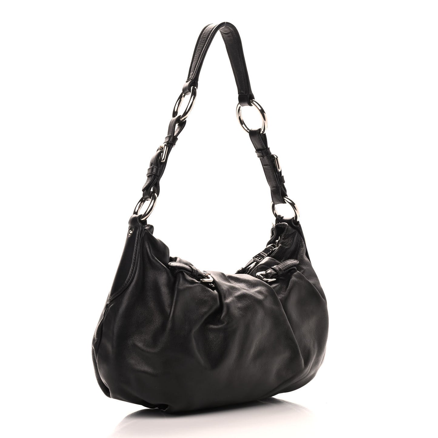 Soft Calfskin Pleated Hobo Black