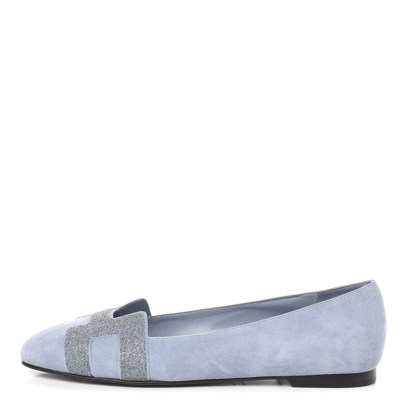 Suede Goatskin Crystal Powdered Nice Ballerina Flats 38 Bleu Glacier