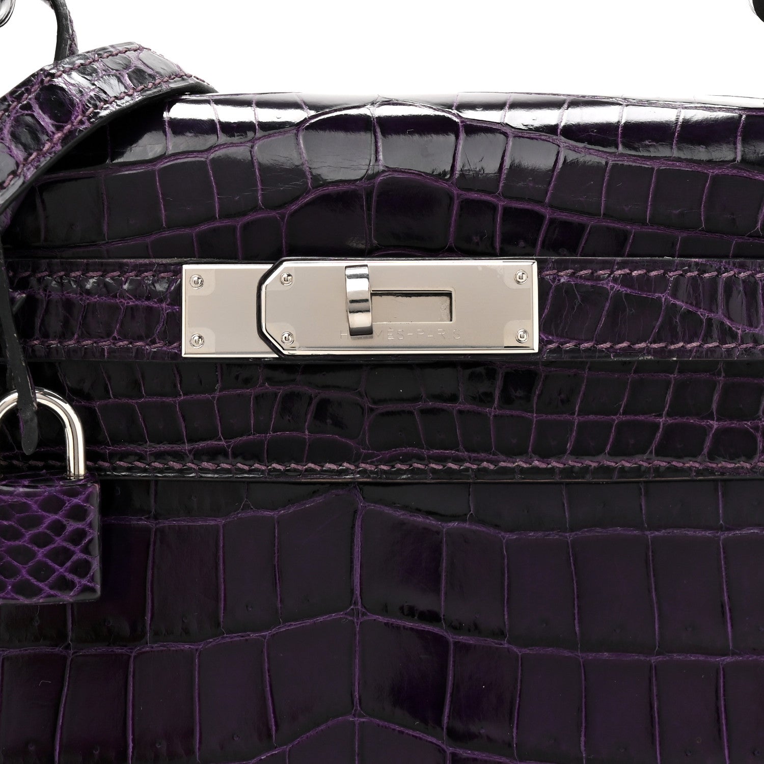 Hermes Shiny Niloticus Crocodile Kelly Sellier 28 Amethyst 1842817