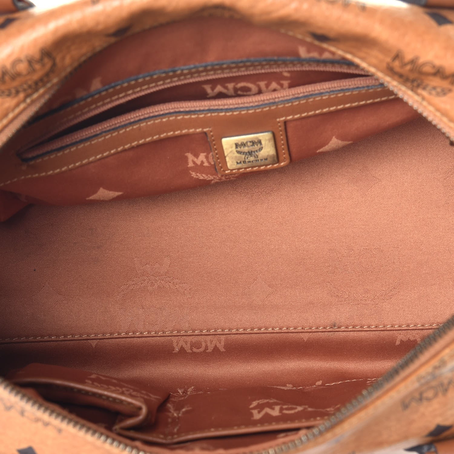 MCM Visetos Small Boston Bag Cognac 5 of 9