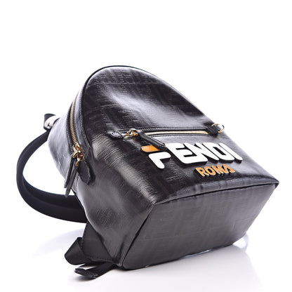 Fendi X FILA Glazed Fabric Vitello Century FF 1974 Mania Mini Backpack Black White 4 of 10