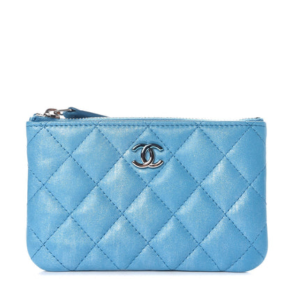 Chanel Metallic Lambskin Small Cosmetic Case Turquoise 1 of 7