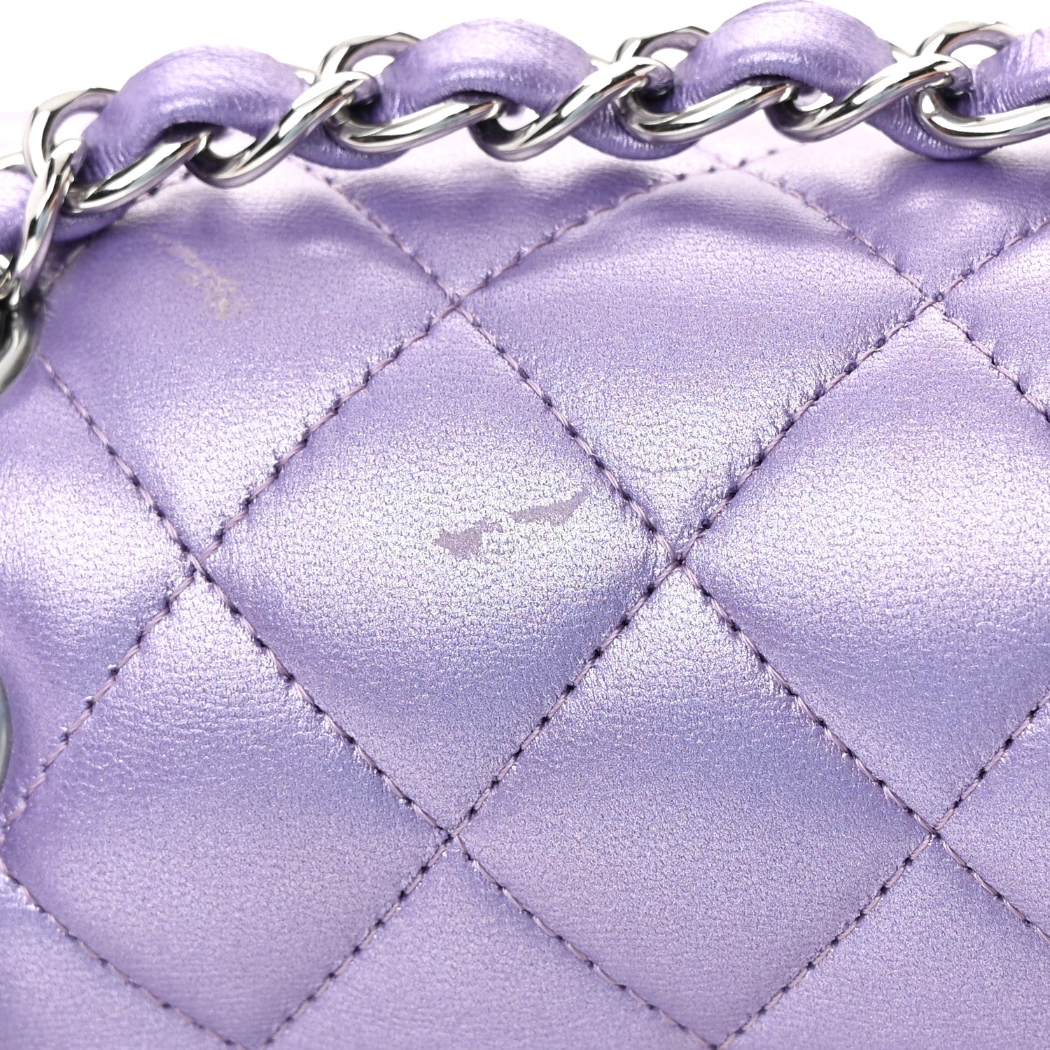 Chanel Metallic Lambskin Quilted Medium Double Flap Purple 14 of 16