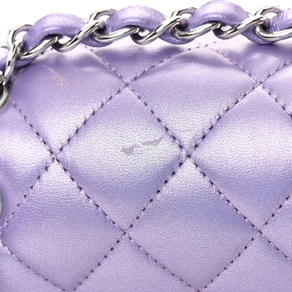 Chanel Metallic Lambskin Quilted Medium Double Flap Purple 14 of 16