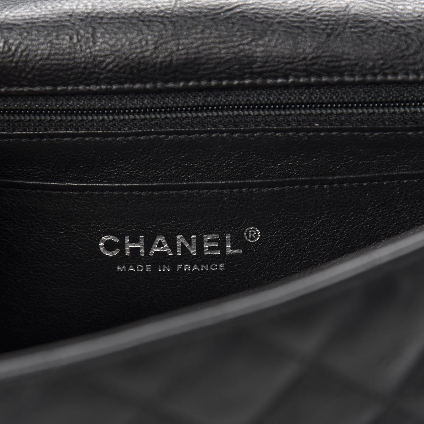 Crumpled Calfskin Quilted Mini Rectangular Flap So Black
