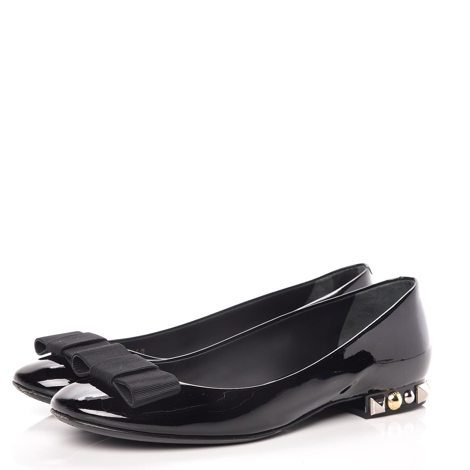Louis Vuitton Patent Grosgrain Bow Ballet Flats 40 Black 3 of 16