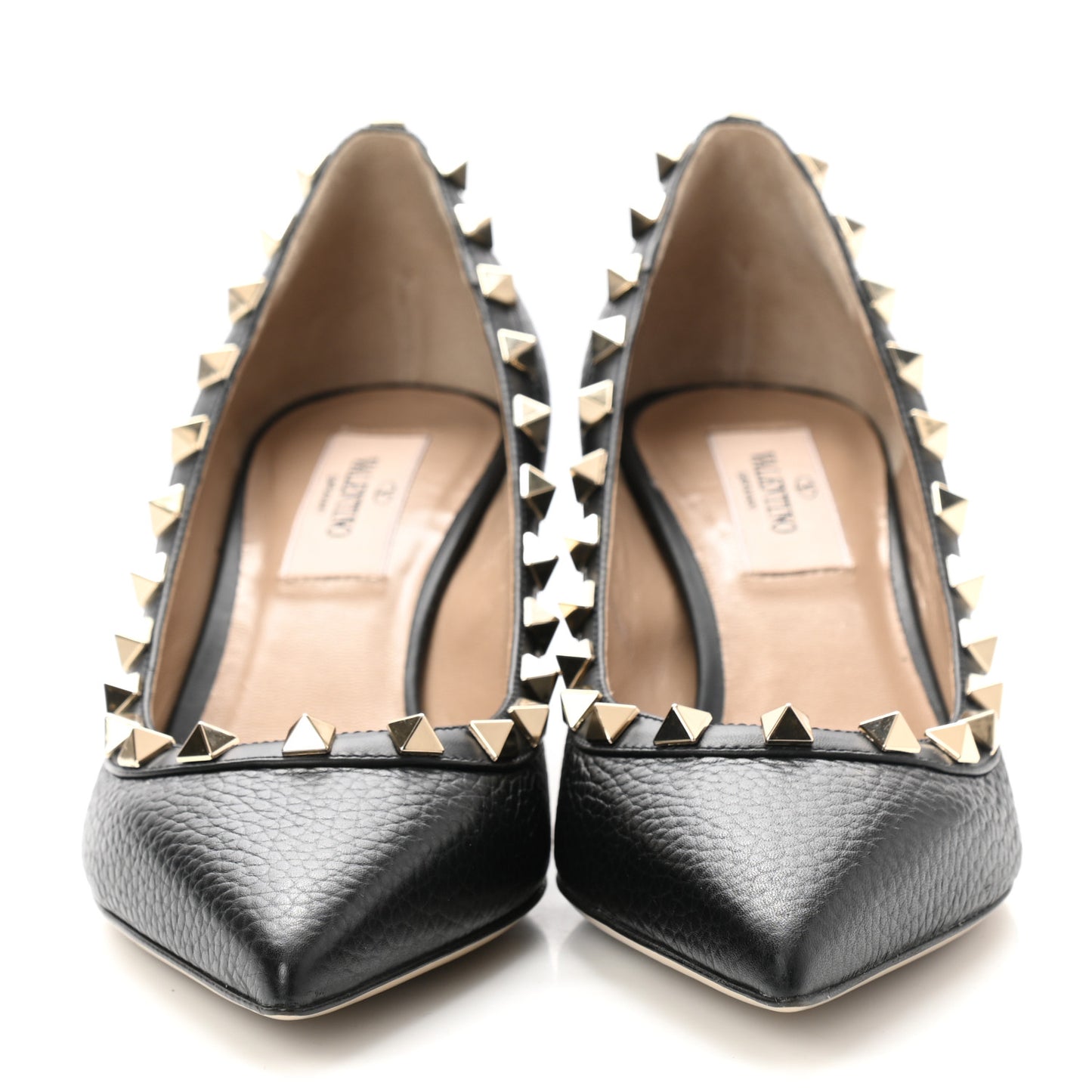Pebbled Calfskin Rockstud 50mm Pumps 35 Black