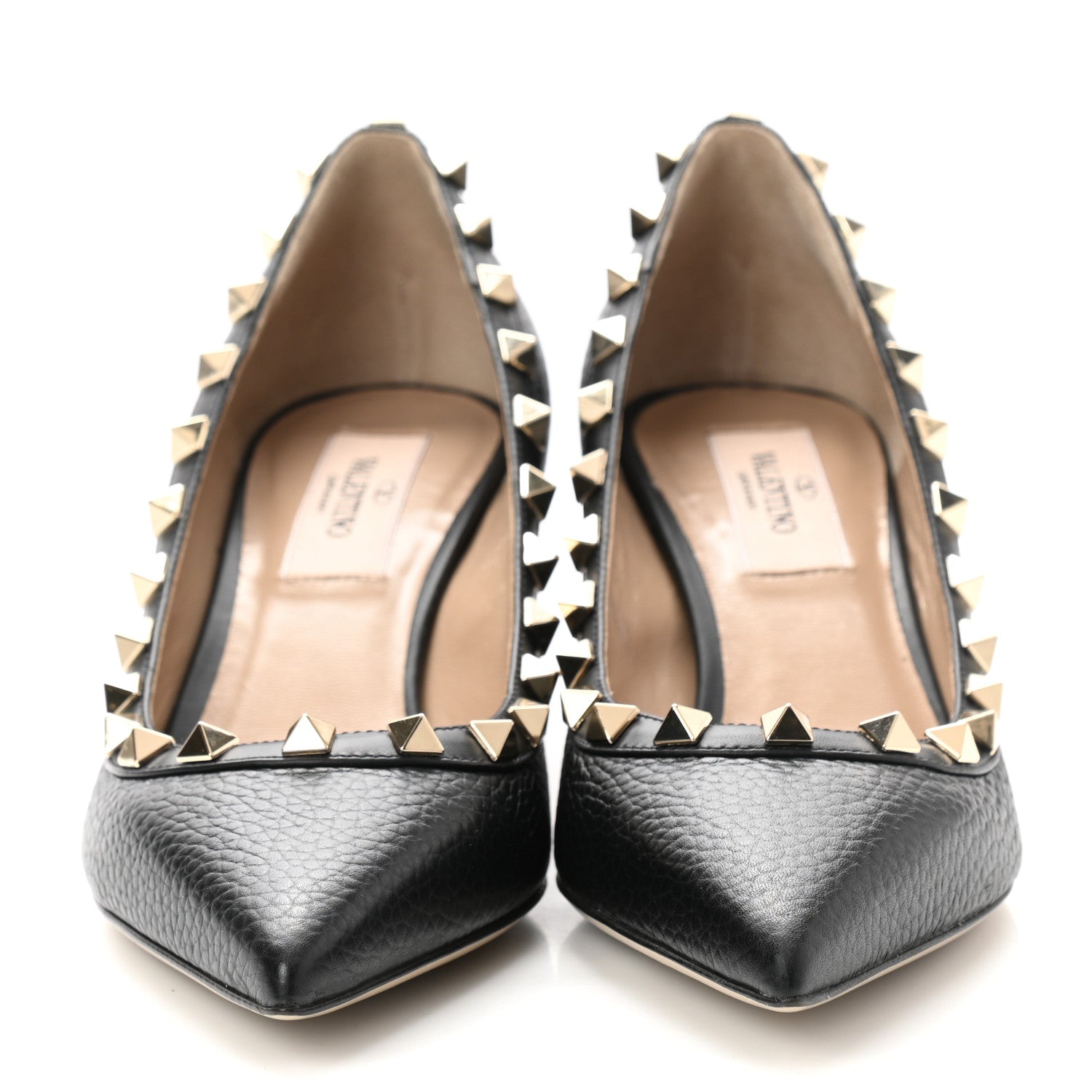 Valentino Garavani Pebbled Calfskin Rockstud 50mm Pumps 35 Black 2 of 10