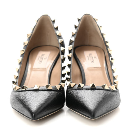 Valentino Garavani Pebbled Calfskin Rockstud 50mm Pumps 35 Black 2 of 10