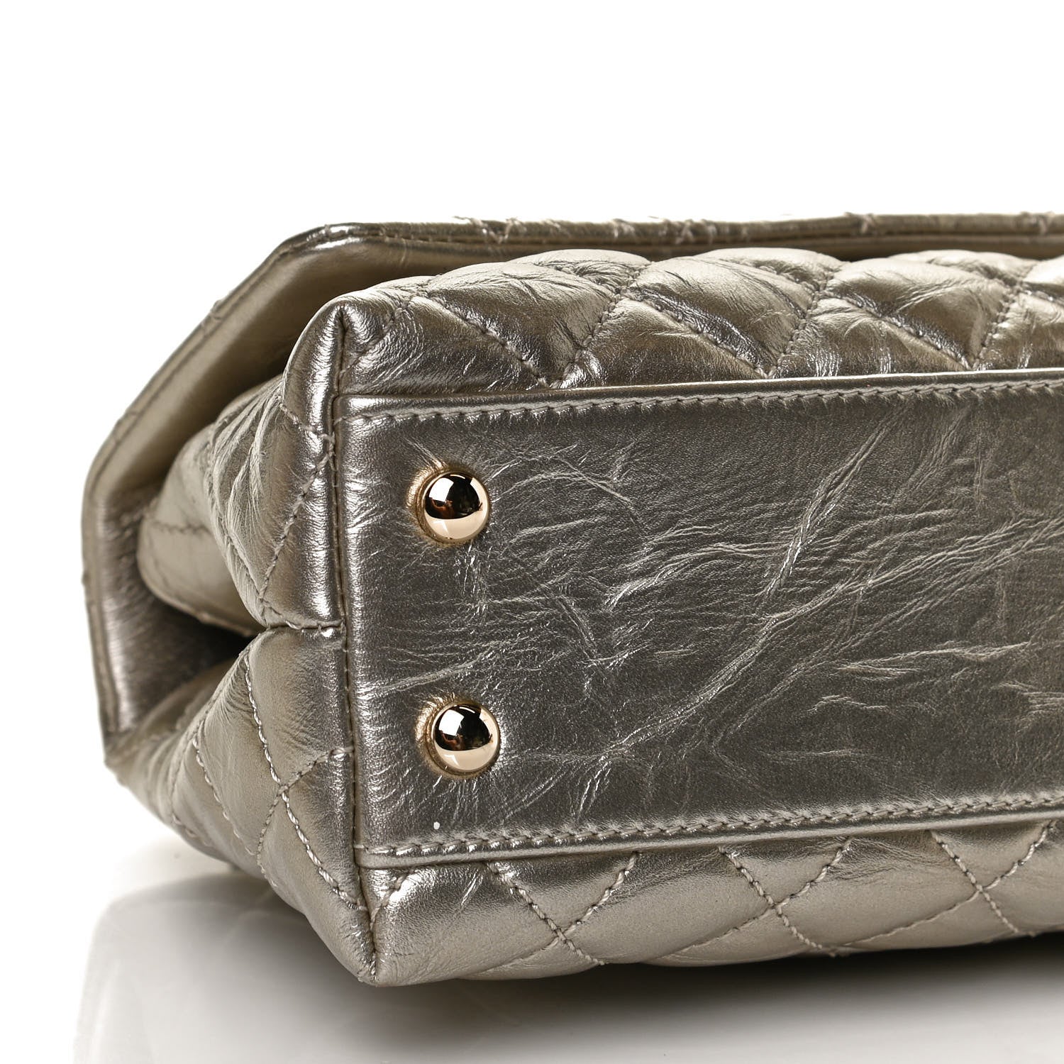 Chanel Metallic Aged Calfskin Quilted Mini Coco Handle Flap Gold 9 of 13