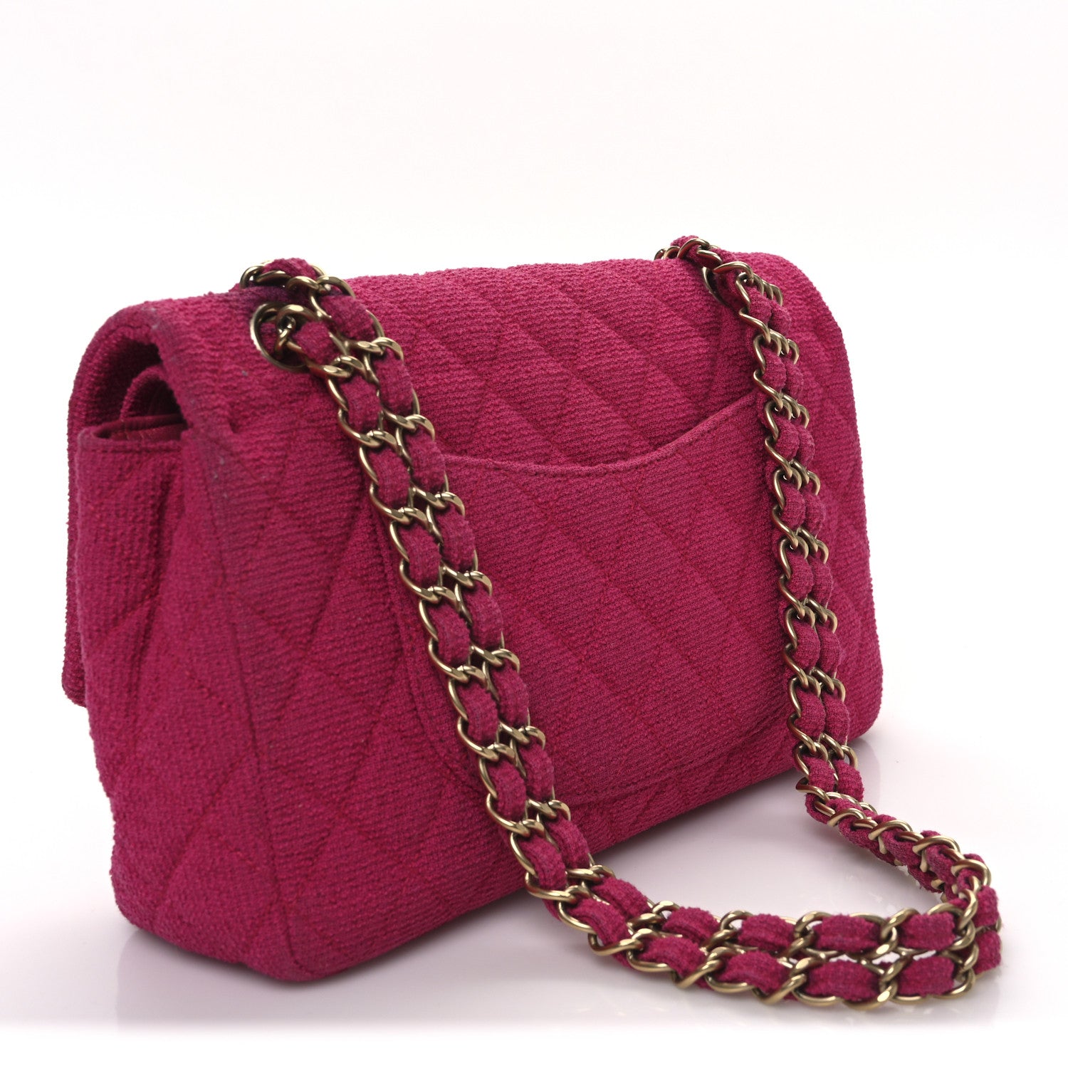 Chanel Tweed Quilted Medium Double Flap Fuchsia 3 of 14