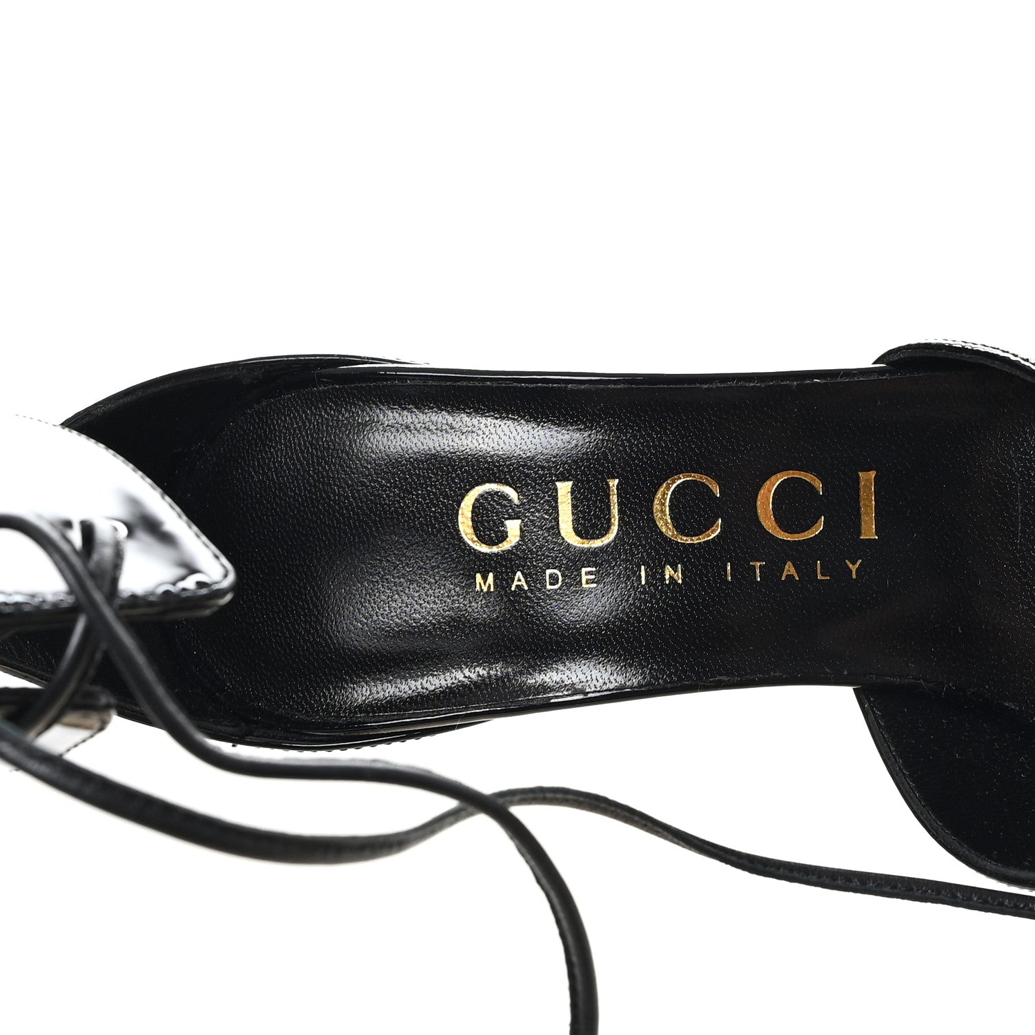 Gucci Vitello Vernice Soft Nappa Priscilla Ankle Cuff Pumps 37.5 Black 8 of 10