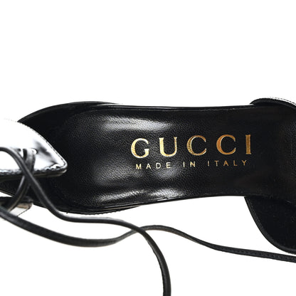 Gucci Vitello Vernice Soft Nappa Priscilla Ankle Cuff Pumps 37.5 Black 8 of 10