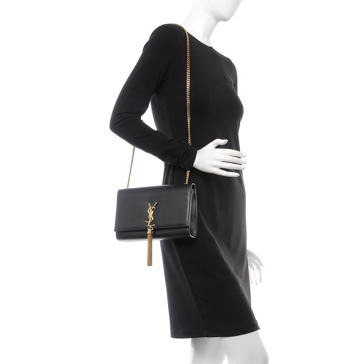 Saint Laurent Smooth Calfskin Medium Classic Monogram Kate Tassel Satchel Black 2 of 10