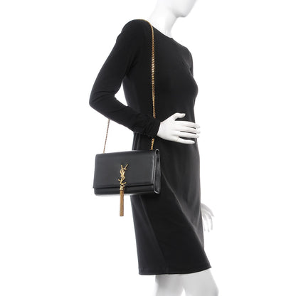 Saint Laurent Smooth Calfskin Medium Classic Monogram Kate Tassel Satchel Black 2 of 10