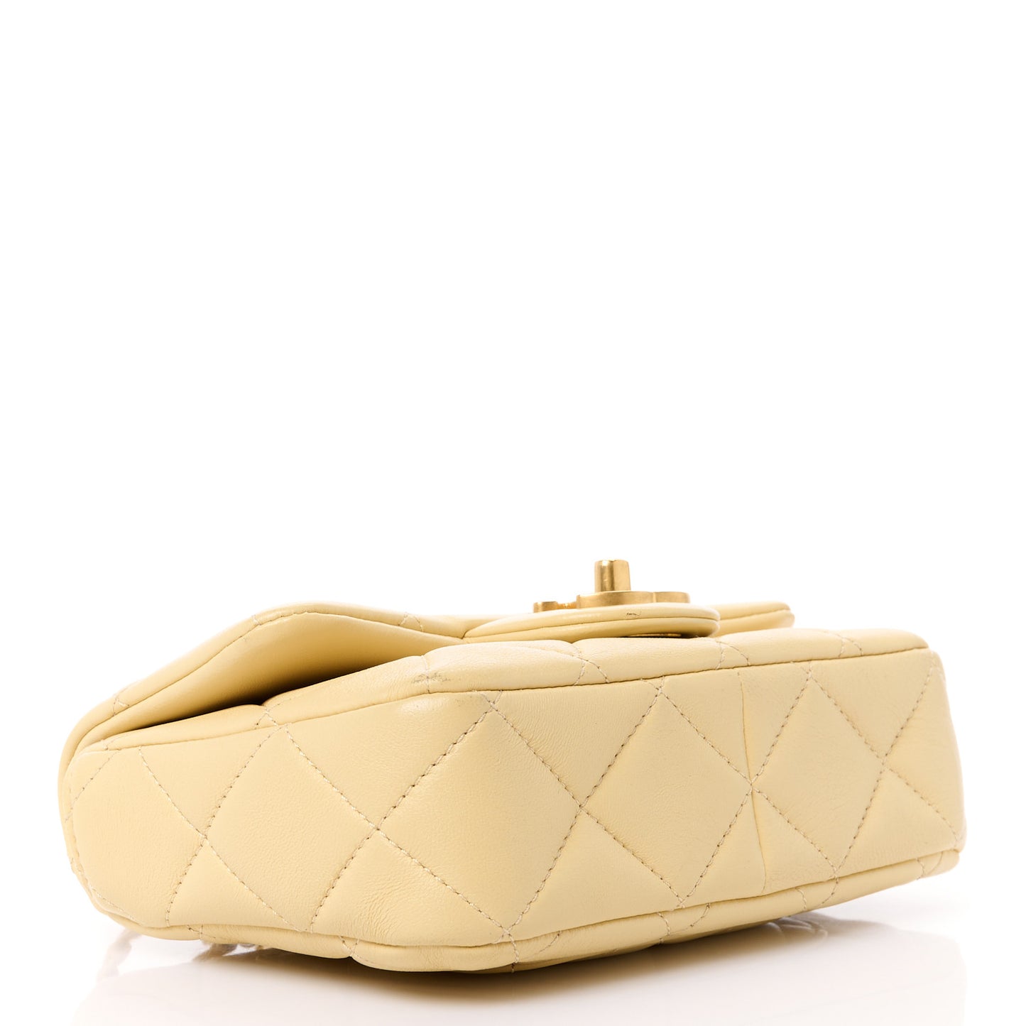 Lambskin Enamel Quilted Mini Pending CC Square Flap Yellow