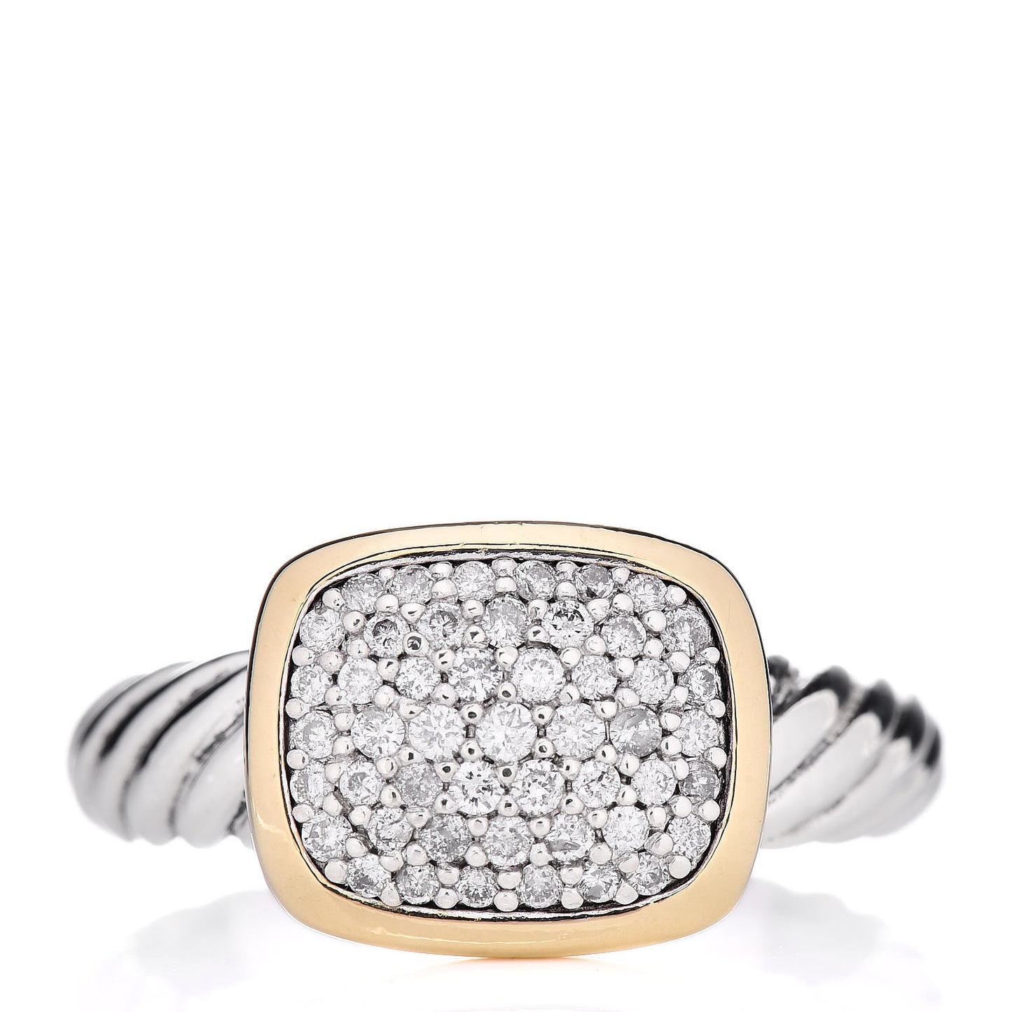 Sterling Silver 18K Yellow Gold Diamond 10mm Noblesse Ring 54 7