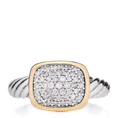 David Yurman Sterling Silver 18K Yellow Gold Diamond 10mm Noblesse Ring 54 7 1 of 6