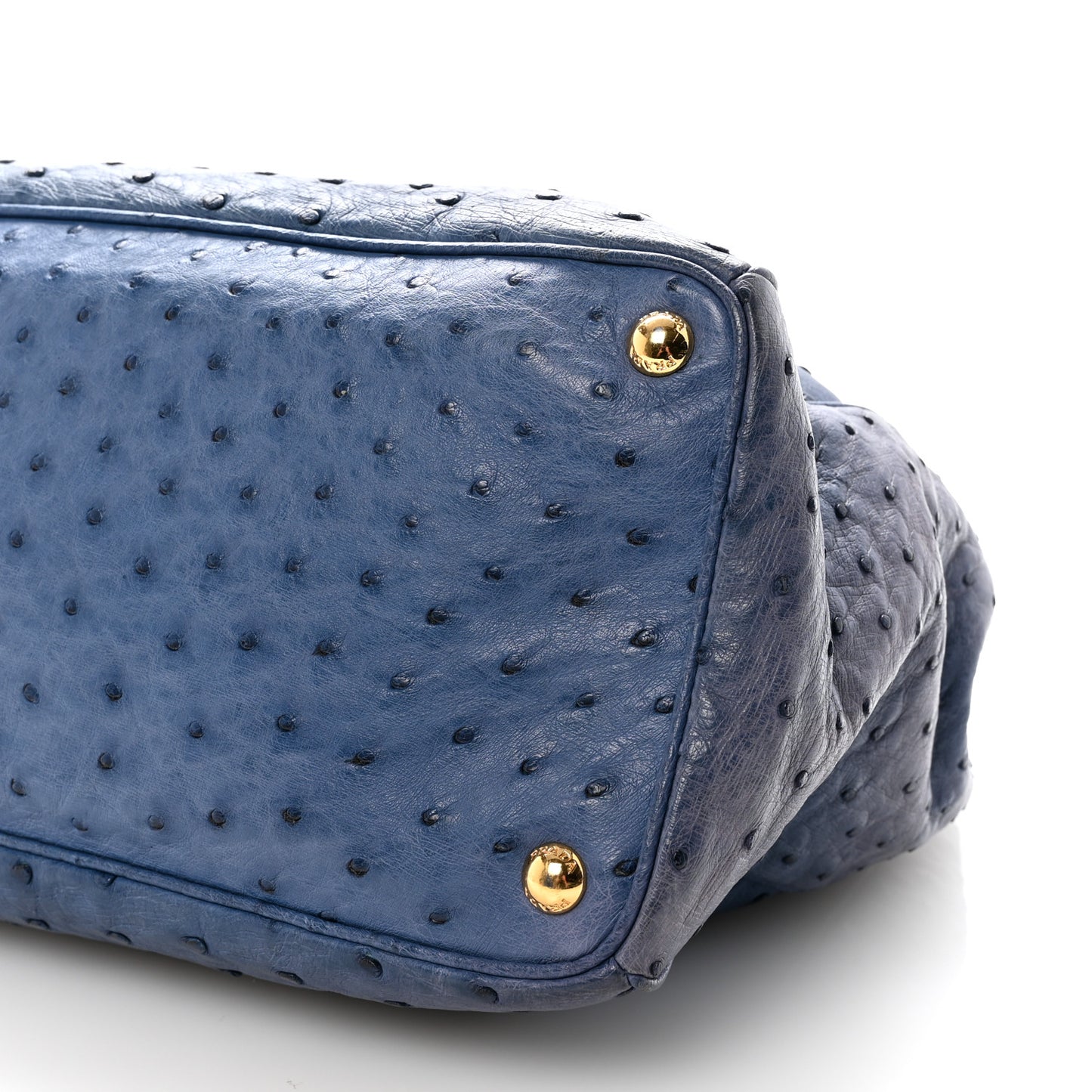 Ostrich Medium Galleria Double Zip Tote Cobalto