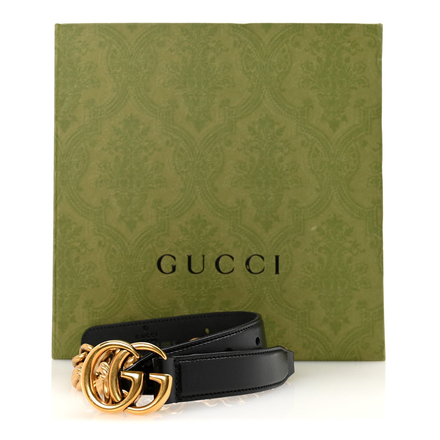 Calfskin GG Marmont Thin Chain Belt 85 34 Black