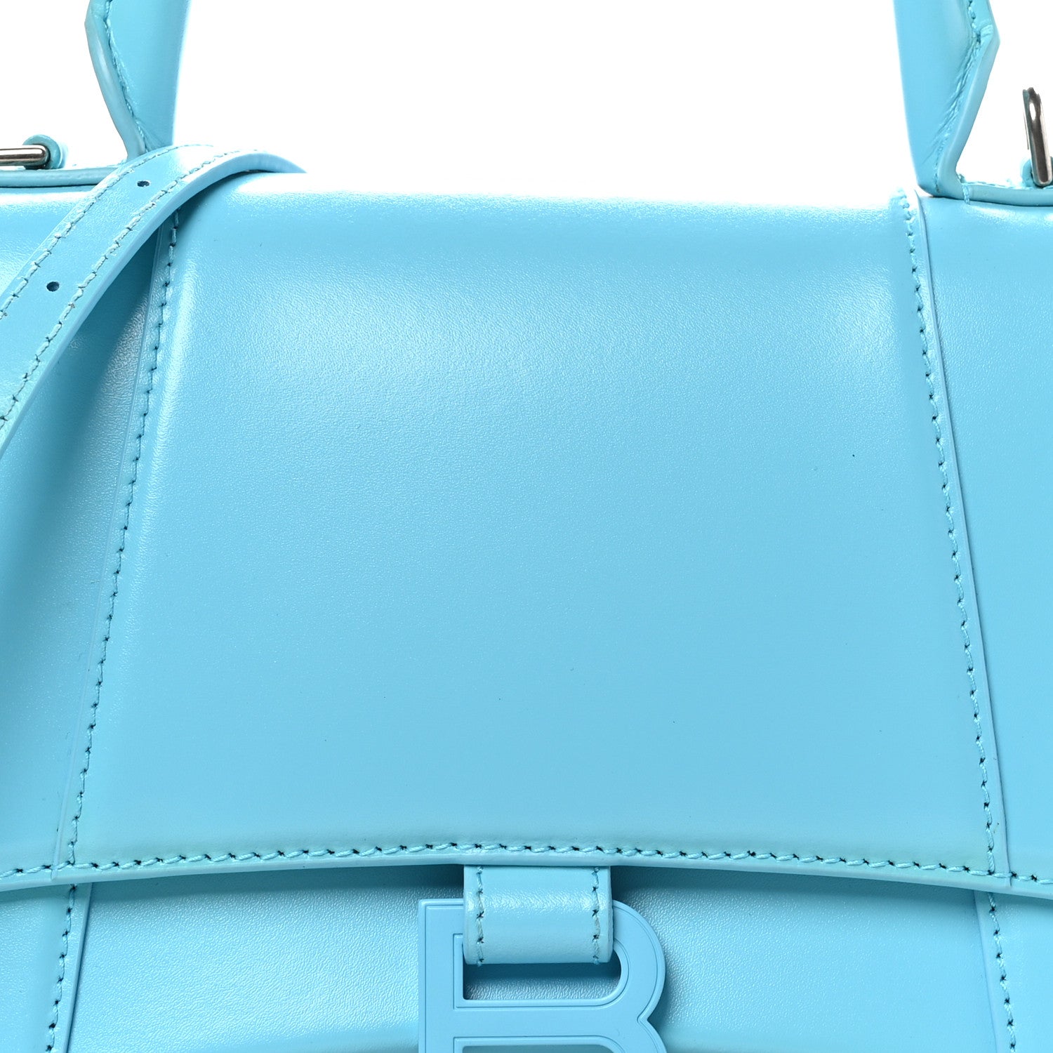 Balenciaga Shiny Box Calfskin Tonal B Hourglass Top Handle Bag Mini Azur 8 of 11