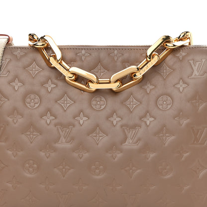 Louis Vuitton Lambskin Embossed Monogram Coussin MM Taupe 9 of 13