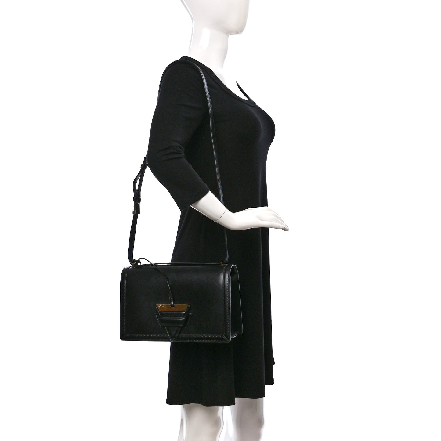 Calfskin Medium Barcelona Shoulder Bag Black