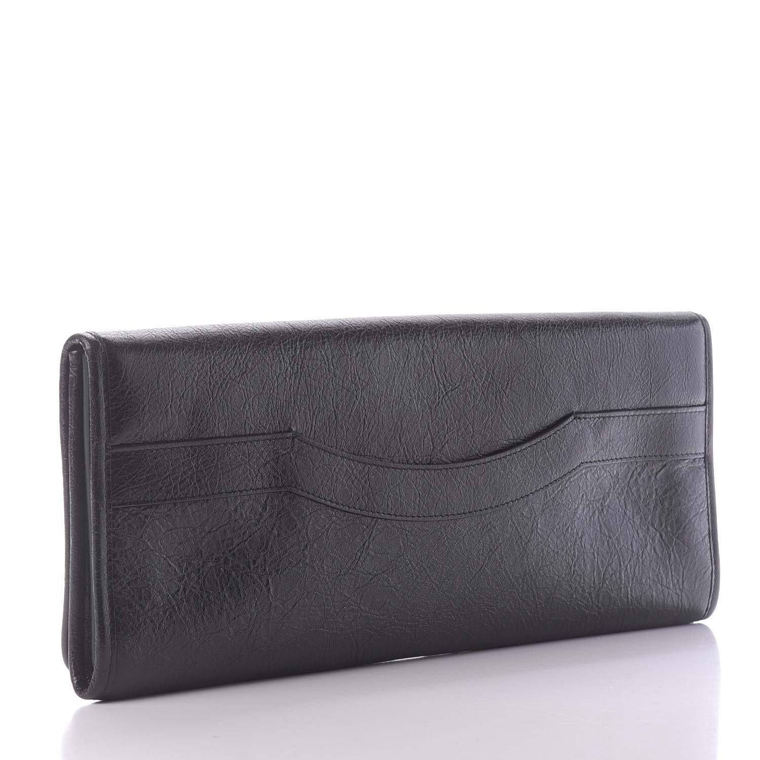 Balenciaga Agneau Classic Silver Hardware Long Clutch Black 3 of 11