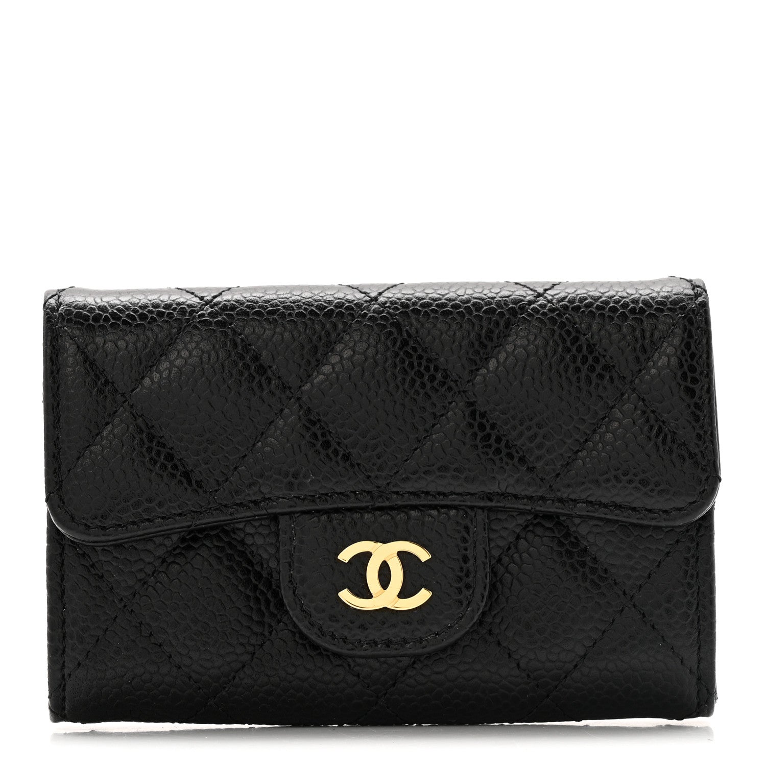 Chanel Caviar Quilted Flap Card Holder Wallet Black 1 of 8