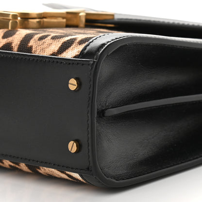 Saint Laurent Canvas Leopard Print Mini Classic Monogram Cassandra Top Handle Black 8 of 8