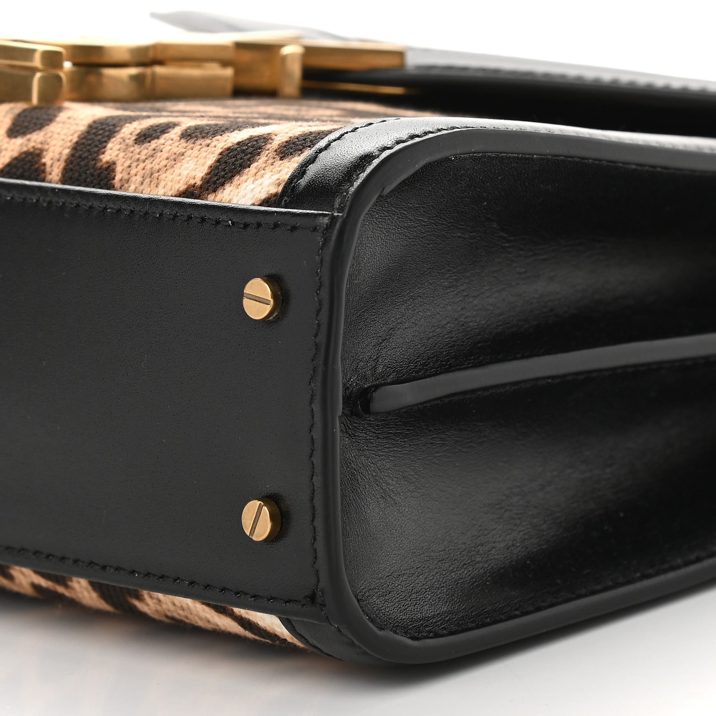 Canvas Leopard Print Mini Classic Monogram Cassandra Top Handle Black