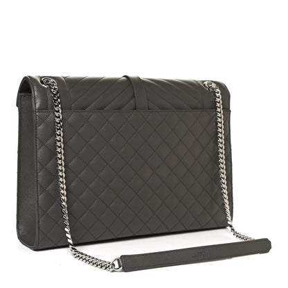 Saint Laurent Grain De Poudre Textured Mixed Matelasse Large Triquilt Monogram Satchel Earth 3 of 11
