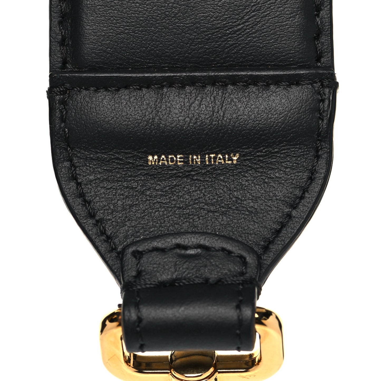 Calfskin Sequin FF Strap You Black Gold