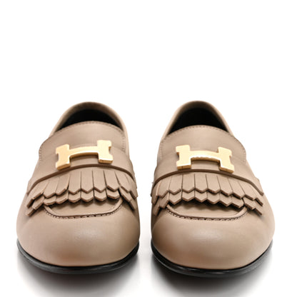 Hermes Goatskin Womens Royal Loafers 38 Beige Argile 2 of 9
