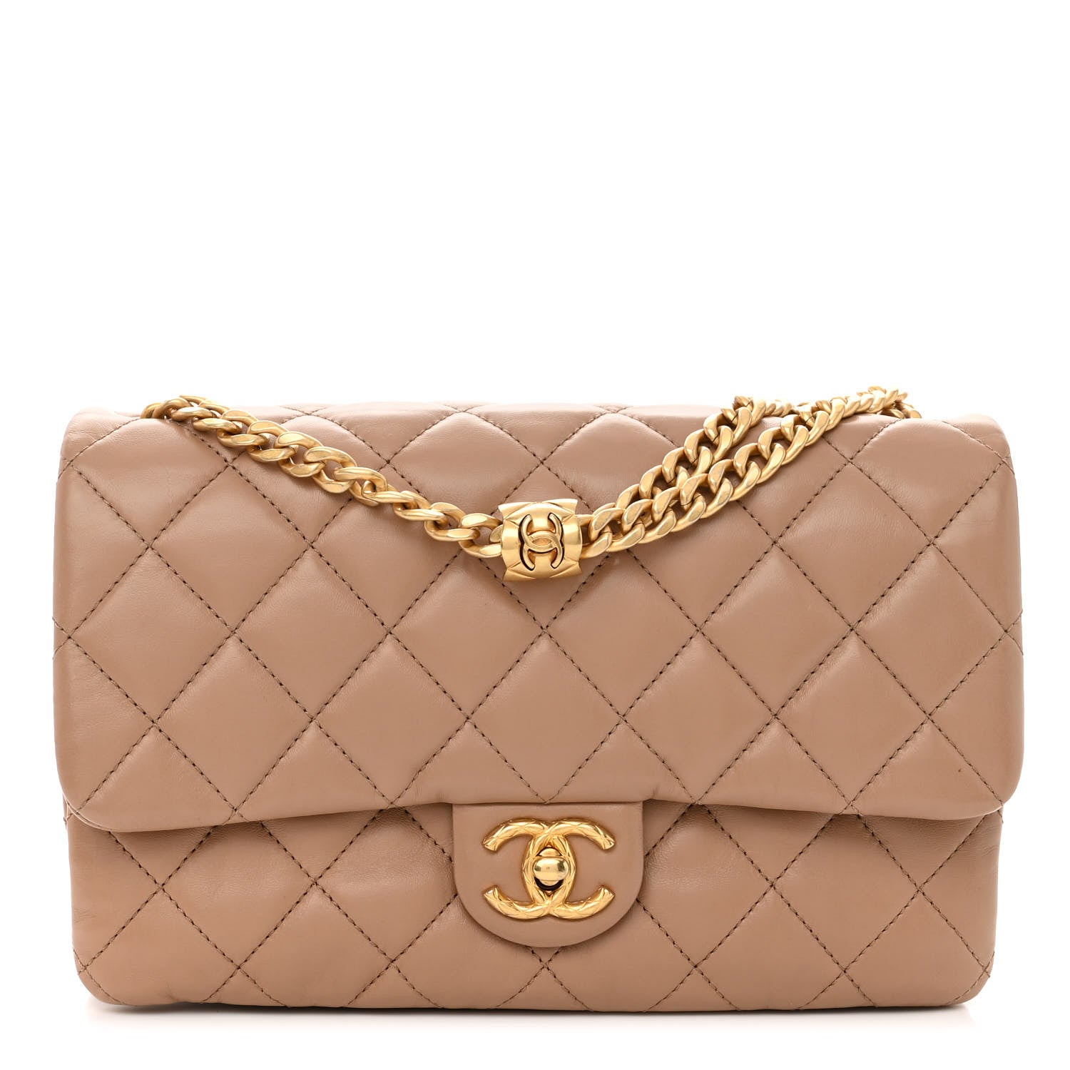 Chanel Lambskin Quilted Medium Pillow Crush Flap Beige 1 of 11