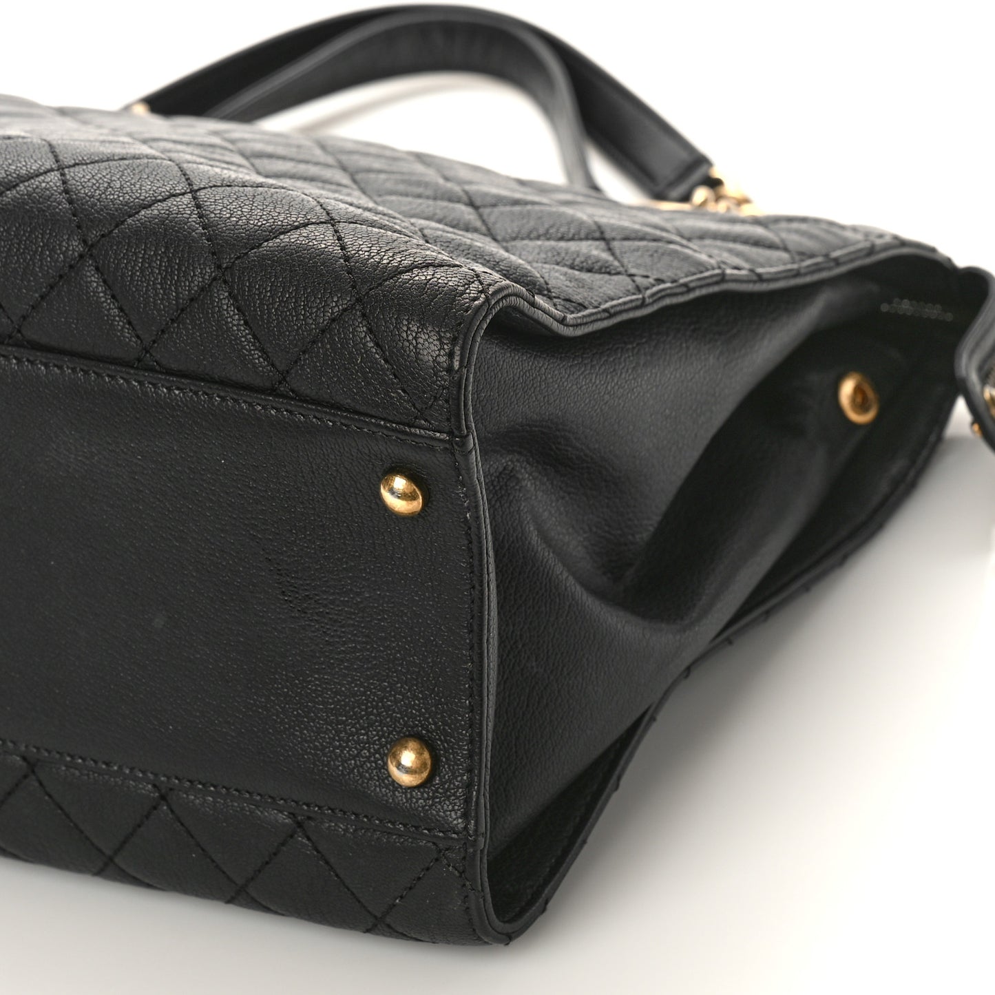 Goatskin Quilted Rita Shopping Tote Black