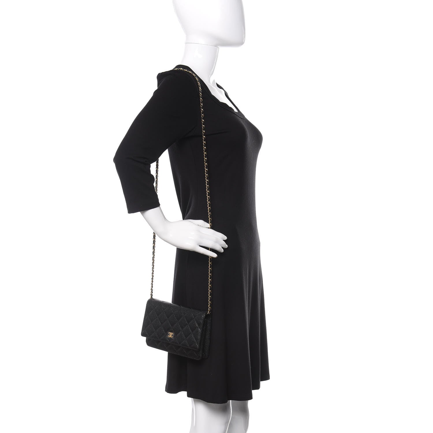 Chanel Caviar Quilted Wallet On Chain WOC Black 2 of 13