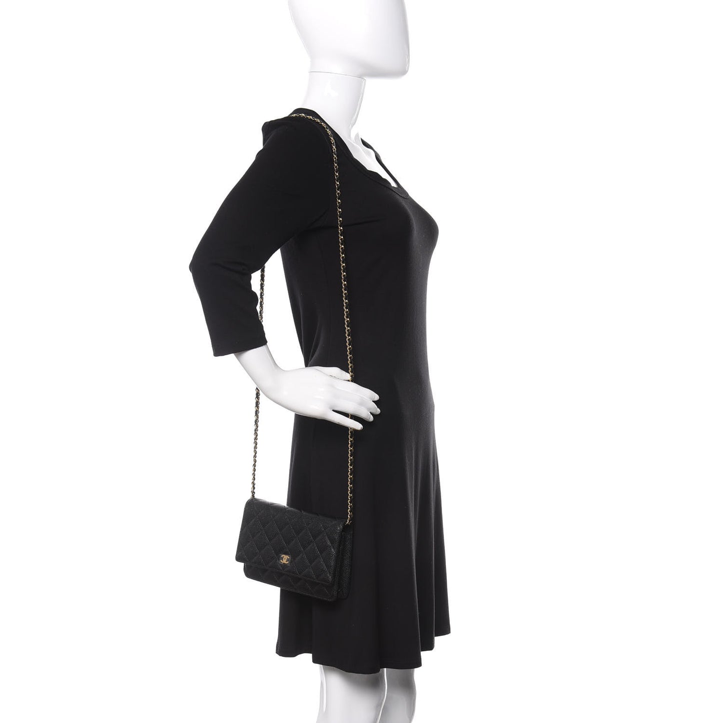 Caviar Quilted Wallet On Chain WOC Black