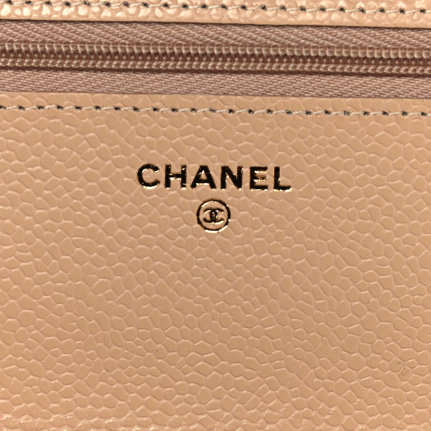 Caviar Quilted Wallet On Chain WOC Beige