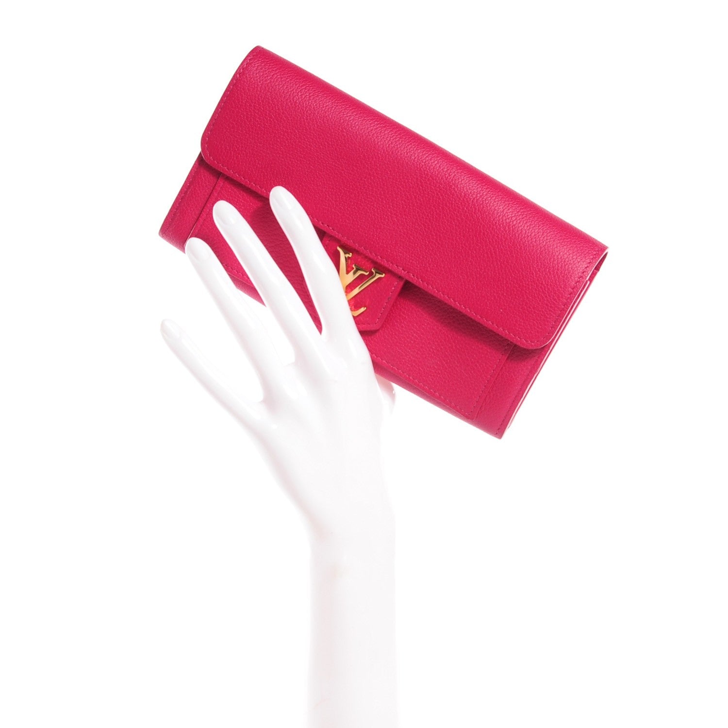 Louis Vuitton Calfskin Lockme Wallet Dahlia 2 of 8