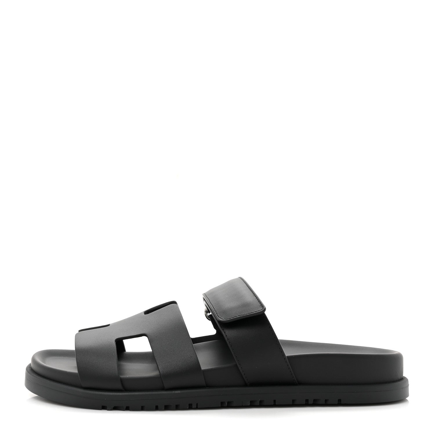 Hermes Calfskin Womens Chypre Sandals 38 Black 1 of 9
