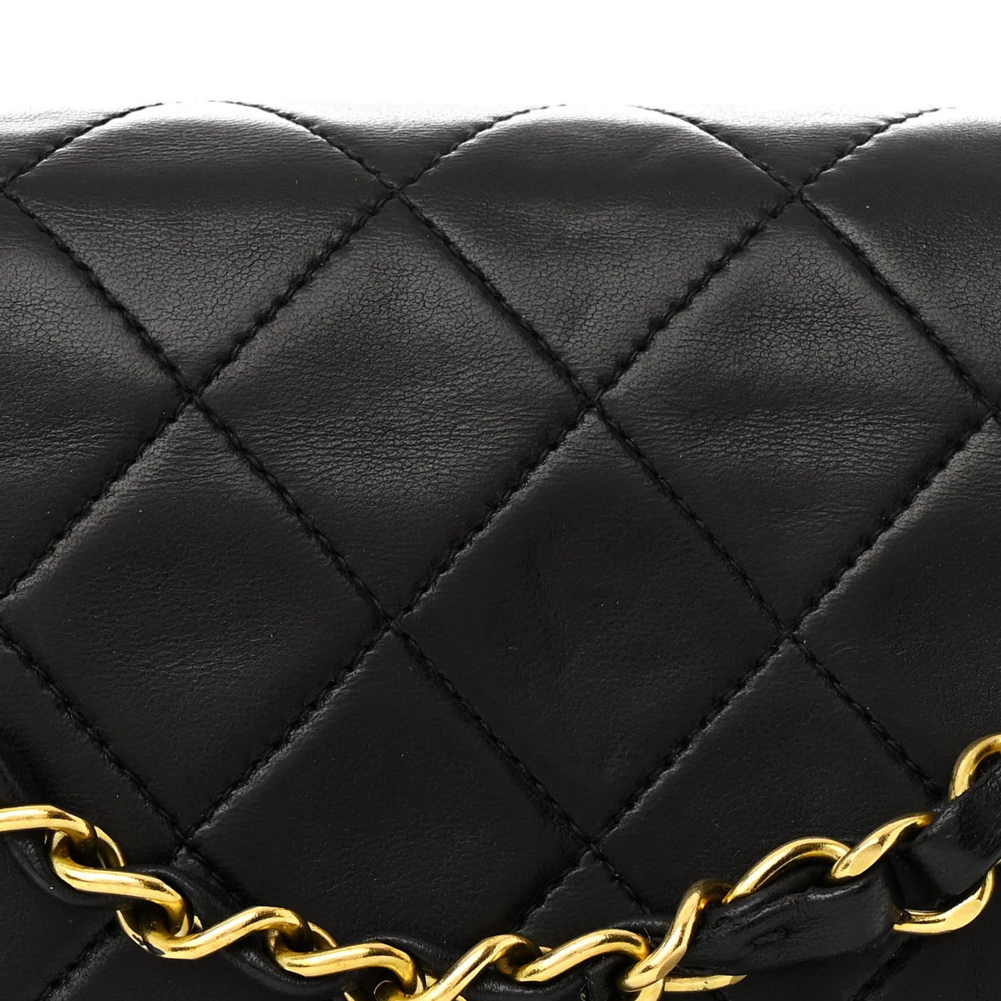 Lambskin Quilted Medium Double Flap Black