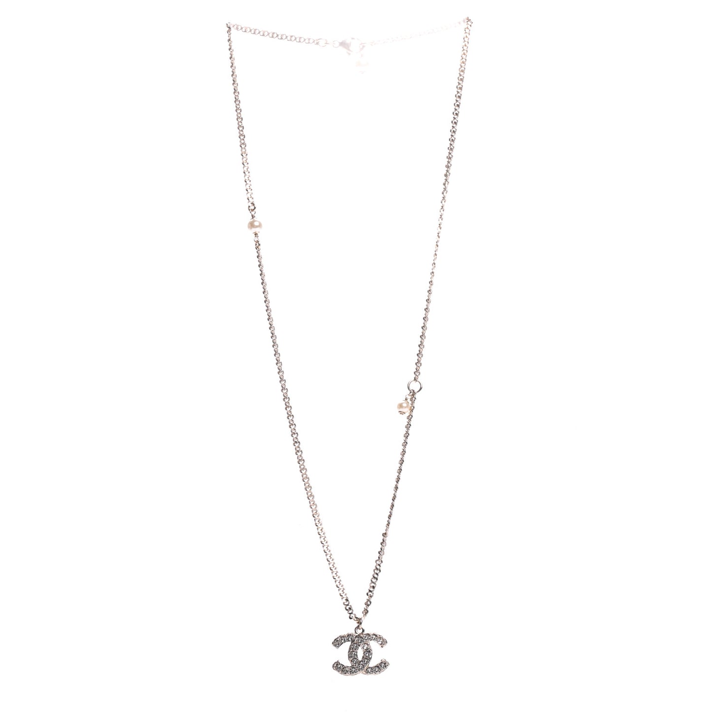 Crystal Chain CC Necklace Gold